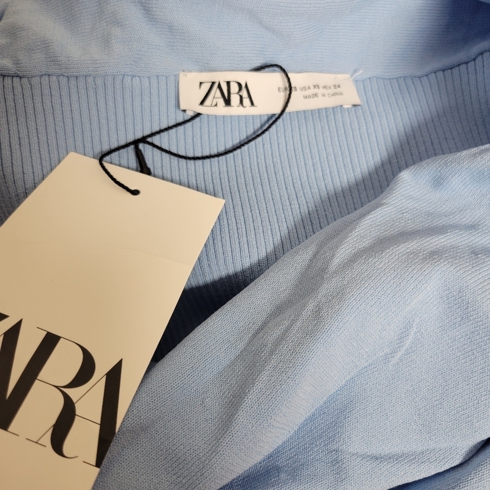 ZARA NWT Light Blue Off-Shoulder Top Size XS. - Picture 8 of 11